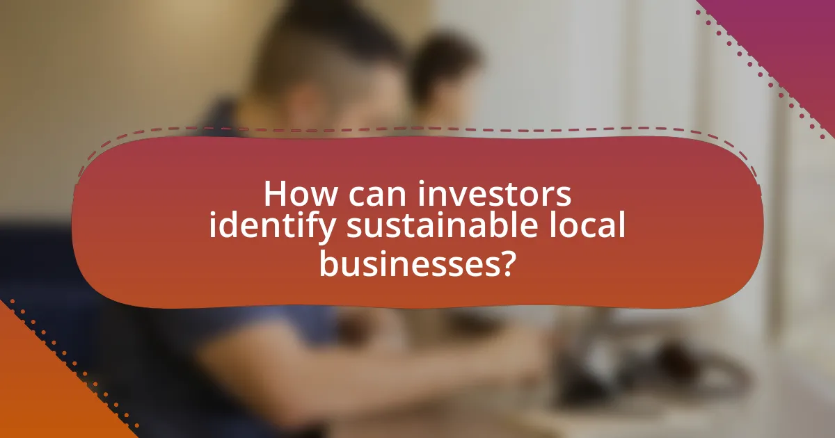 How can investors identify sustainable local businesses?