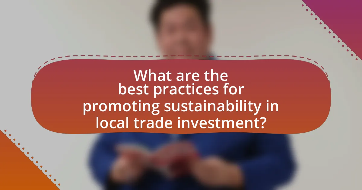 What are the best practices for promoting sustainability in local trade investment?